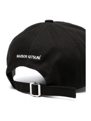 Cappello con visiera ricamato di cotone Maison Kitsuné nero