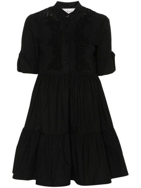 Βαμβακερή φόρεμα με δαντέλα Ermanno Firenze μαύρο