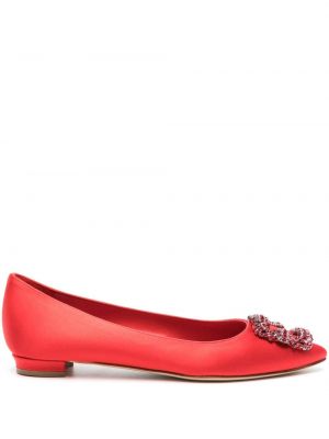 Pantofi din satin Manolo Blahnik roșu