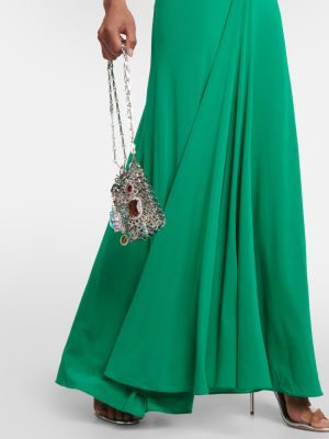 Długa spódnica z dżerseju drapowana Paco Rabanne zielona