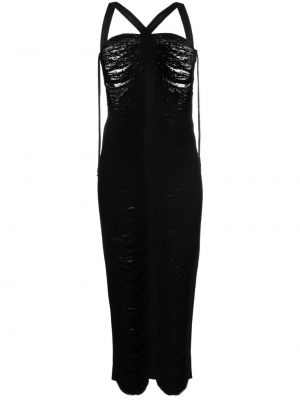 Πλεκτή αμάνικη κοκτέιλ φόρεμα Andreadamo μαύρο