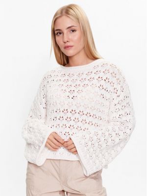 Ажурен плетен пуловер Gina Tricot бяло