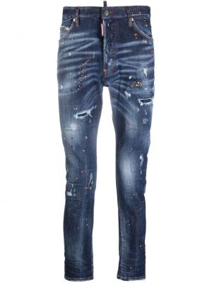 Slitna skinny fit-jeans Dsquared2 blå