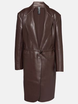 Oversized kožená bunda z ekologickej kože Norma Kamali hnedá