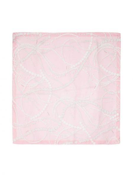 Копринен шал с перли с принт Lanvin розово