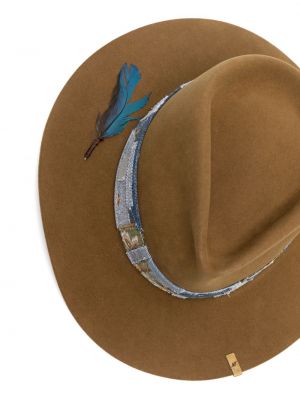 Plstěný vlněný klobouk Nick Fouquet hnědý