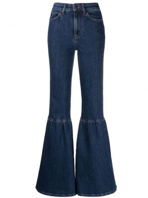Zvonové džíny s vysokým pasem Maje modré
