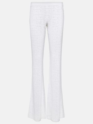 Pantaloni cu picior drept din jacard Givenchy alb