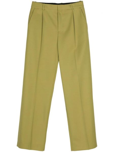 Pantaloni drepti de lână plisate Botter verde