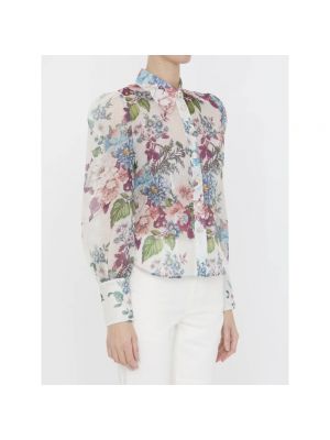Blusa de seda de flores con estampado Zimmermann blanco