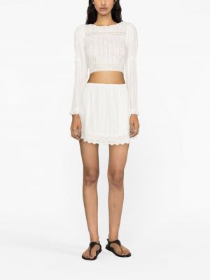 Bílé mini sukně s výšivkou Loveshackfancy