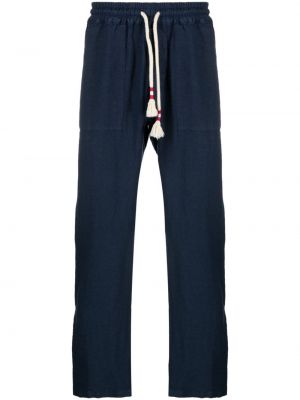 Lněné rovné kalhoty Mc2 Saint Barth modré