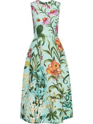 Floral ermeløs dress Oscar De La Renta grønn