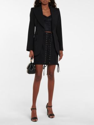 Krajkové bavlněné šněrovací mini sukně Dolce&gabbana černé