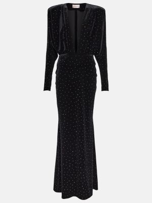 Μάξι φόρεμα με πετραδάκια Alexandre Vauthier μαύρο
