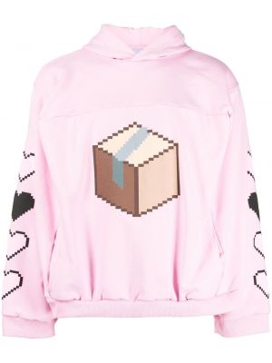 Raštuotas džemperis su gobtuvu Natasha Zinko rožinė
