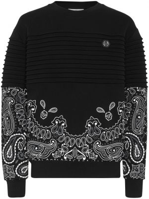 Bluza bawełniana z nadrukiem z wzorem paisley Philipp Plein czarna