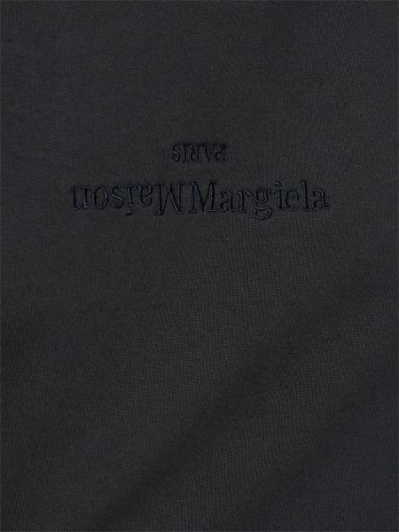 Pamučna hoodie s kapuljačom od jersey Maison Margiela crna