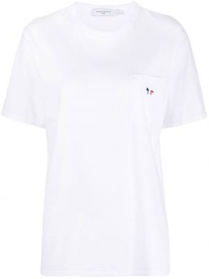 Bílé bavlněné tričko Maison Kitsuné