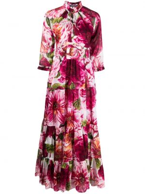 Bombažna obleka s cvetličnim vzorcem s potiskom Samantha Sung roza