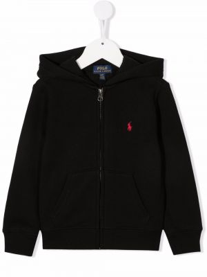 Hoodie med broderi för tjejer Ralph Lauren Kids svart