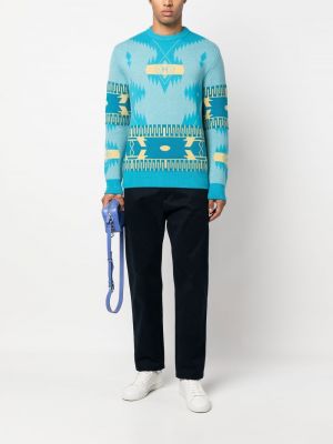 Žakardinis vilnonis megztinis Alanui mėlyna