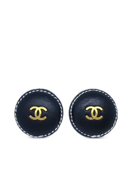 Kožni naušnice na klip s gumbima Chanel Pre-owned
