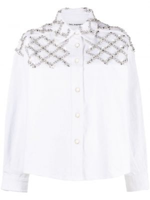 Krištáľová bavlnená košeľa Des Phemmes biela