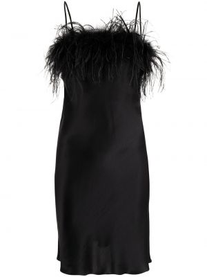 Hedvábné koktejlové šaty s perlami bez rukávů Gilda & Pearl - černá