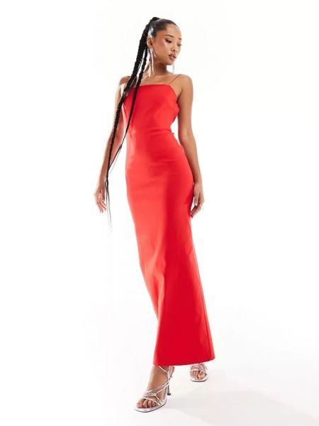 Длинное платье с вырезом на спине с глубоким декольте Vesper красное