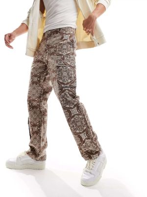 Прямые брюки с принтом с узором пейсли Karl Kani коричневые