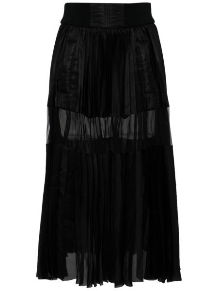 Plisované midi sukně Sacai černé