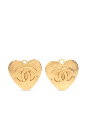 Naušnice s uzorkom srca Chanel Pre-owned zlatna