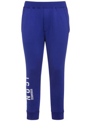 Pantalones de algodón con estampado Dsquared2 azul