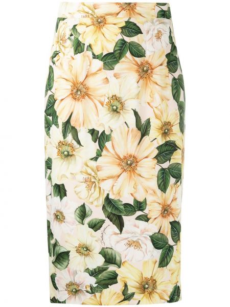 Spódnica midi w kwiatki z nadrukiem Dolce And Gabbana