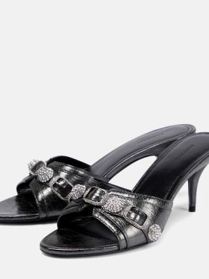 Papuci tip mules din piele Balenciaga negru
