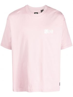 T-shirt con stampa con stampa con scollo tondo Levi's rosa