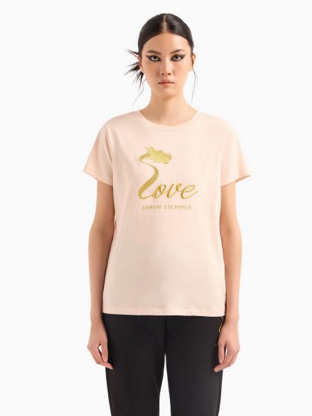 Бавовняна футболка Armani Exchange рожева