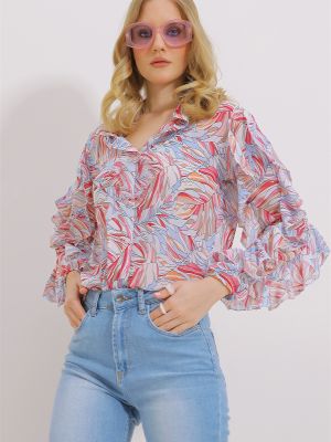 Šifonová košile Trend Alaçatı Stili růžová