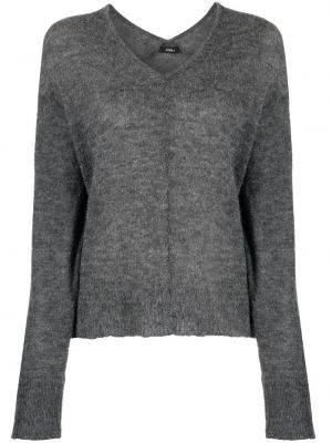 Плетен пуловер с v-образно деколте Goen.j сиво
