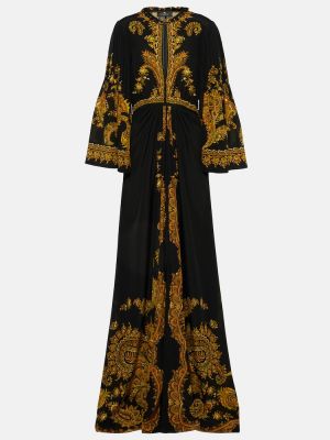 Jedwabna sukienka długa z wzorem paisley Etro czarna