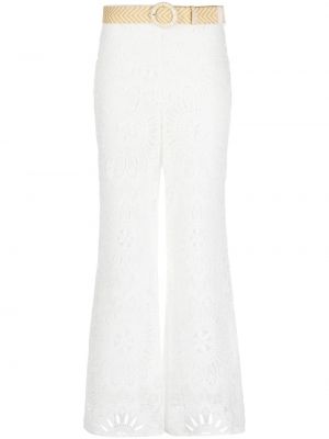 Čipkované voľné kvetinové nohavice Zimmermann biela