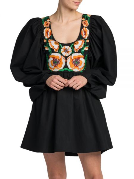 Платье мини с вышивкой La Doublej черное