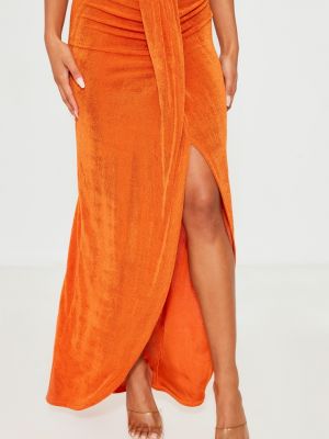 Длинная юбка с драпировкой Prettylittlething оранжевая