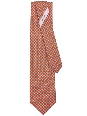 Μεταξωτή γραβάτα με σχέδιο Ferragamo πορτοκαλί