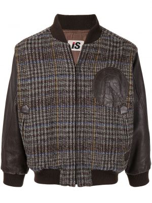 Chaqueta bomber a cuadros Issey Miyake Pre-owned marrón