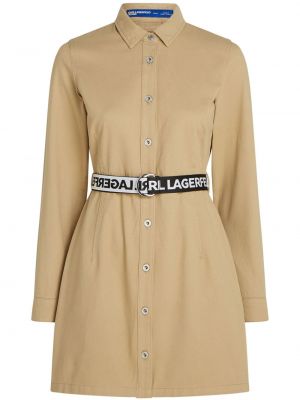 Βαμβακερή φόρεμα σε στυλ πουκάμισο Karl Lagerfeld Jeans μπεζ