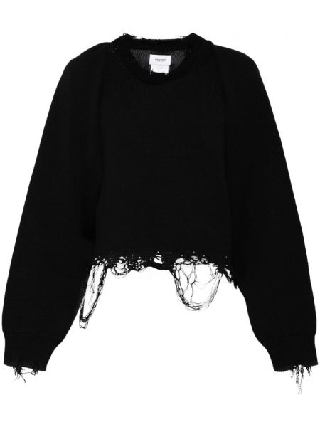 Πλεκτός πουλόβερ με φθαρμένο εφέ Doublet μαύρο