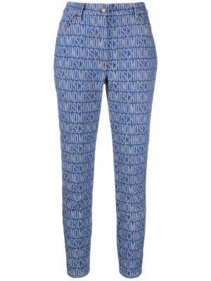 Skinny jeans mit print Moschino blau