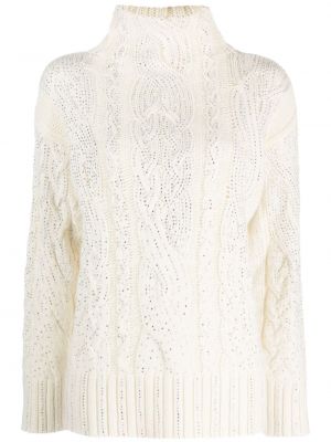 Пуловер с кристали бяло Ermanno Scervino
